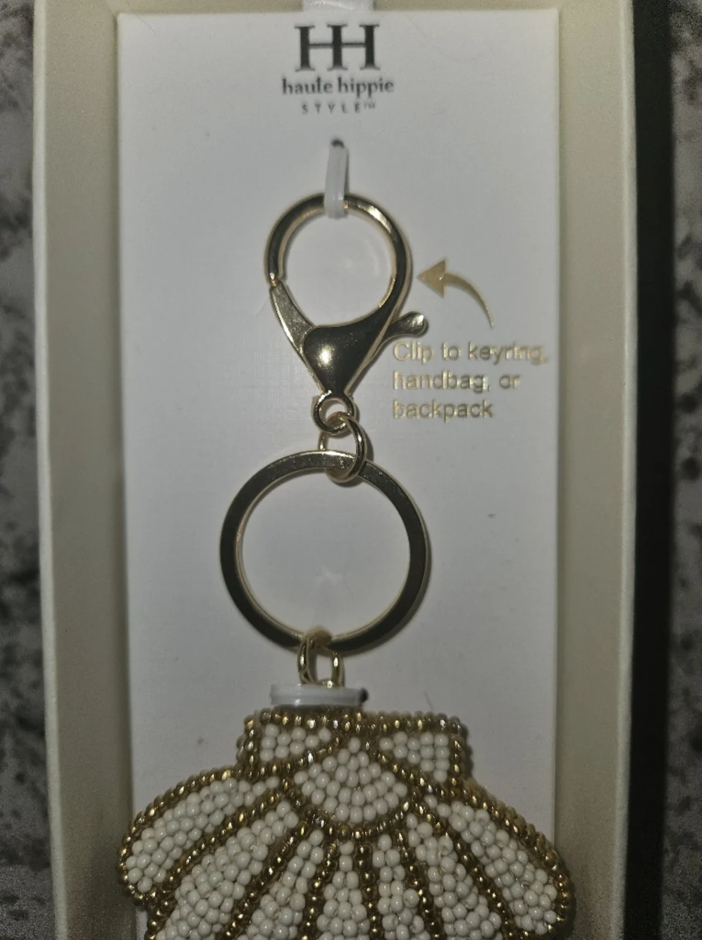 Haute Hippie Beaded Seashell Bag Charm Keychain ⛵️ NWT - Picture 3 of 4